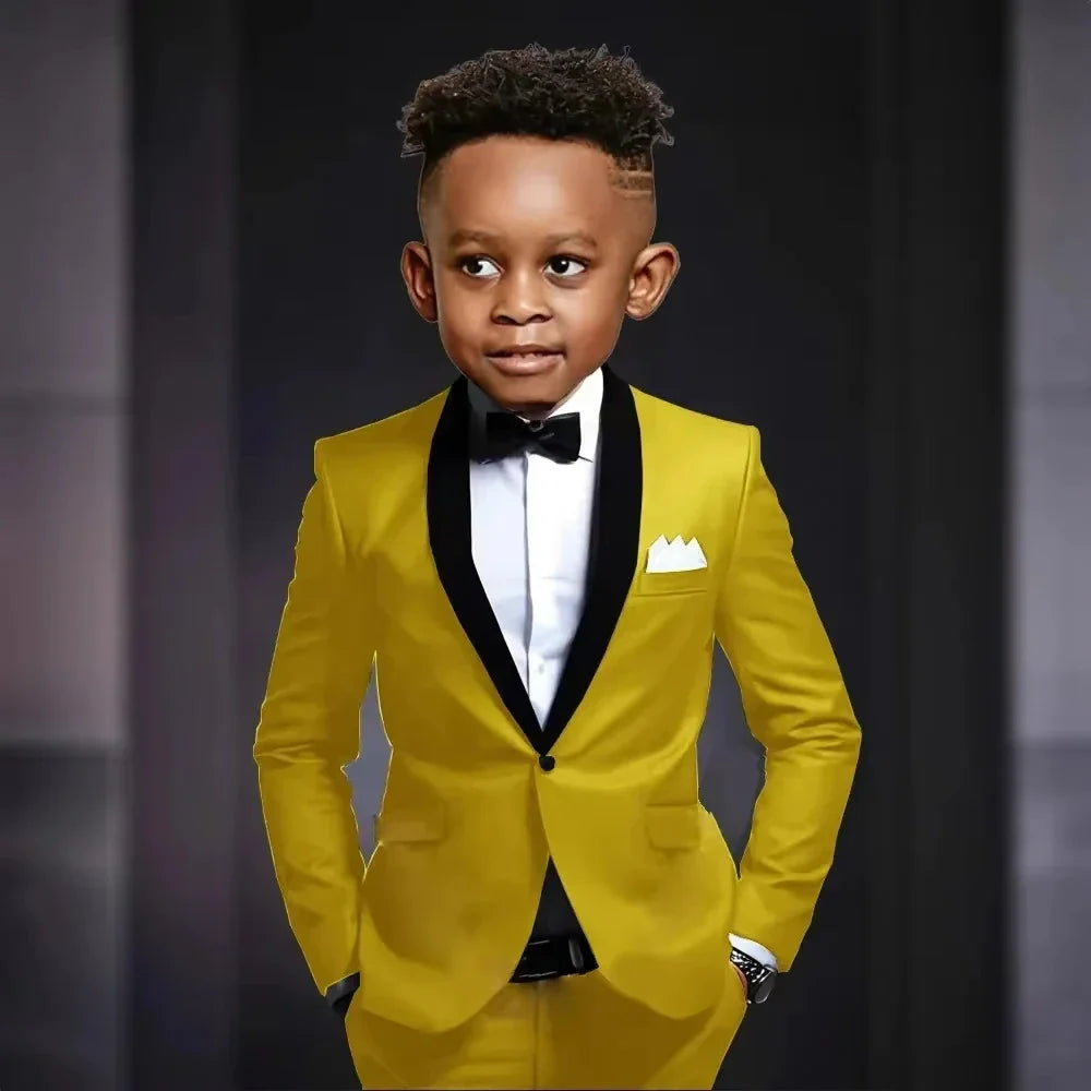 New Kids Suit Set 2 Pieces Jacket Pants Wedding Ring Bearer Outfit,Elegant Shawl Lapel Boys Suits Piano Performance Wear
