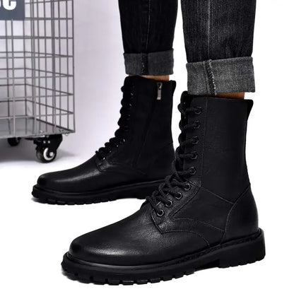 Plus Big Size 49 50 51 52 Winter Mens High Top Leather Boots Combat Tactical Shoes Hunting Khaki Black Retro Sales Discounts