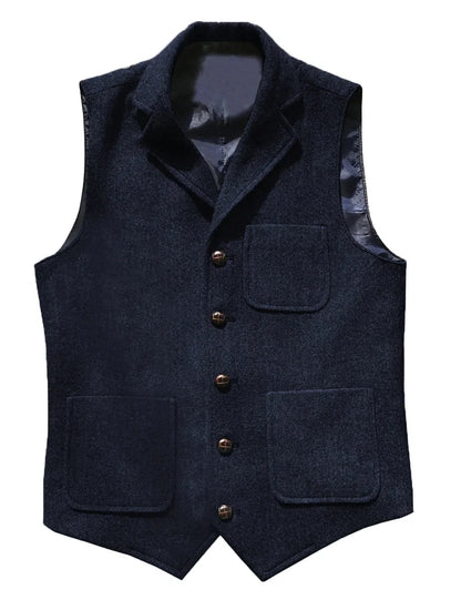 Men Vest Brown With Lapel Pocket Single Button Waistcoat For Wedding Birthday Formal Business Casual Banquet Work Men Suit