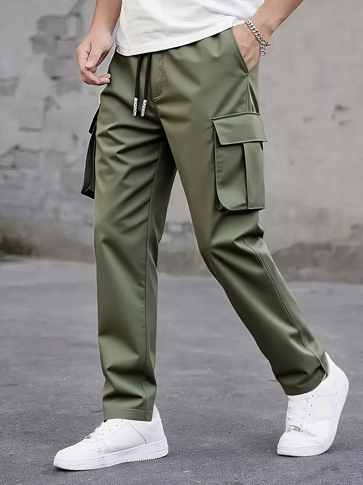 2026 Amazon Summer New Men's Work Pants European and American Independent Station Drawstring Multi Pocket Casual Pants