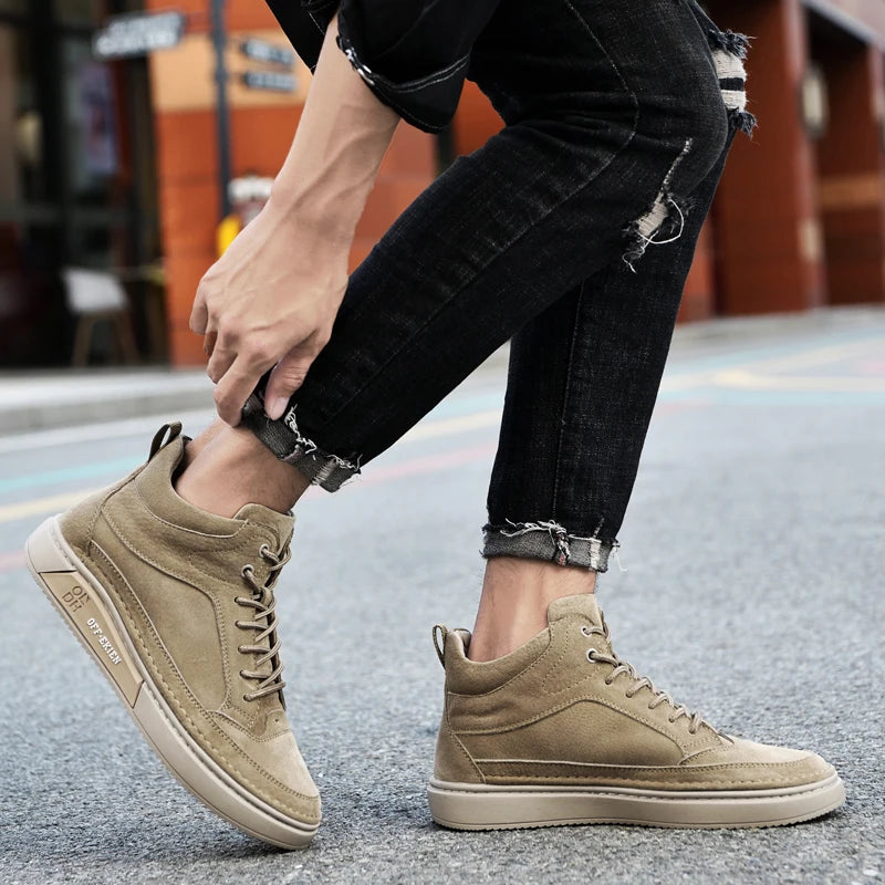 New Arrival Genuine Leather Men Ankle Boots  Design Warm Plush Fur Winter Sneakers Snow Casual Leather Shoes Outdoor Basic Boots
