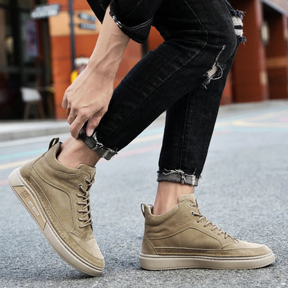 New Arrival Genuine Leather Men Ankle Boots  Design Warm Plush Fur Winter Sneakers Snow Casual Leather Shoes Outdoor Basic Boots