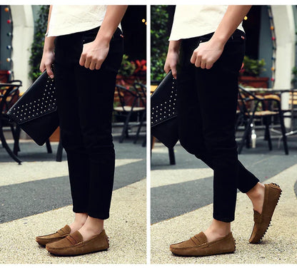 Men's Casual Fashion Genuine Leather Loafers Moccasins Slip-On Driving Shoes 38-50 Size Range Male Flats Comfort Footwear