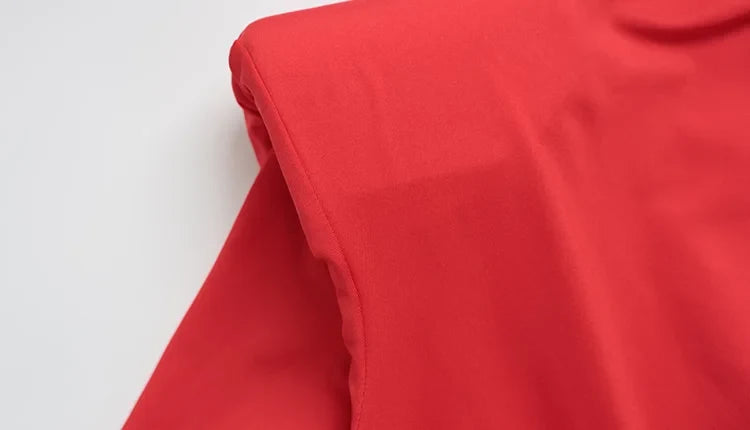 Eelgant Fashion Dresses For Women Solid Zipper Sheath Pleated Hollow Out Regular Long Sleeves Turtleneck Shoulder Pad