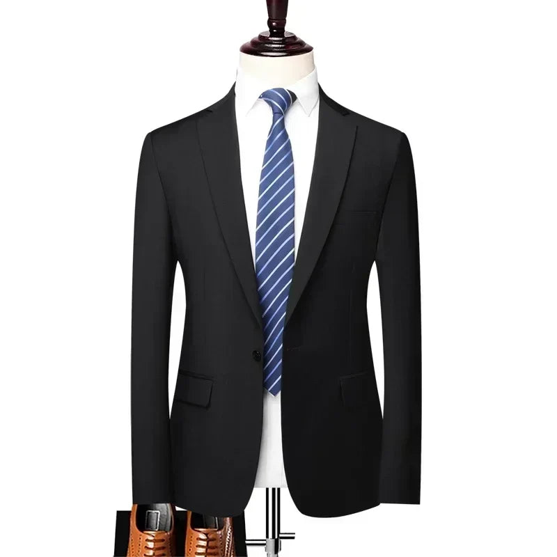 S-8XL Blazer New Men's Fashion Business Solid Color British Style Professional Work Groom Wedding Dress Best Man Blazer Jacket