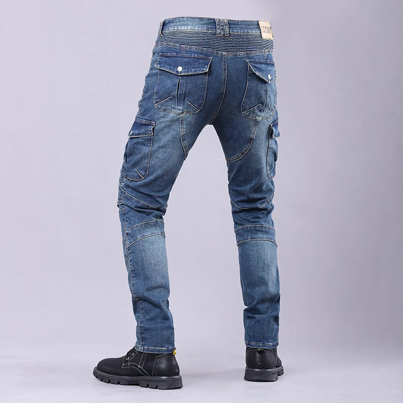 New Men's Winter Riding Motorcycle Cargo Pants Male Outdoor Riding Jeans Moto Protective Gear With Hip Knee Gear Long Trousers