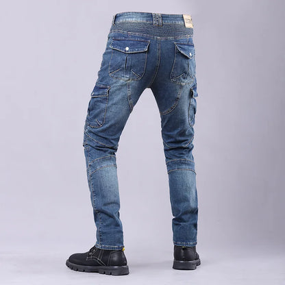 New Men's Winter Riding Motorcycle Cargo Pants Male Outdoor Riding Jeans Moto Protective Gear With Hip Knee Gear Long Trousers