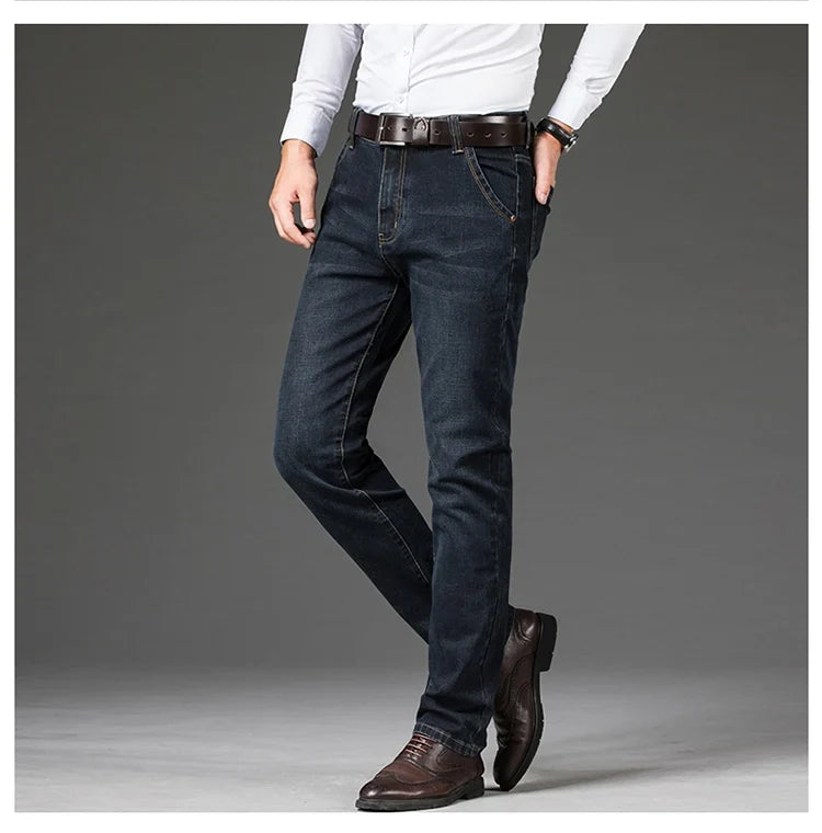 Plus Size 28-46 Spring Autumn Classic Business Trousers Male Brand Men's Fashion Casual Jeans Straight Elasticity Denim Pants