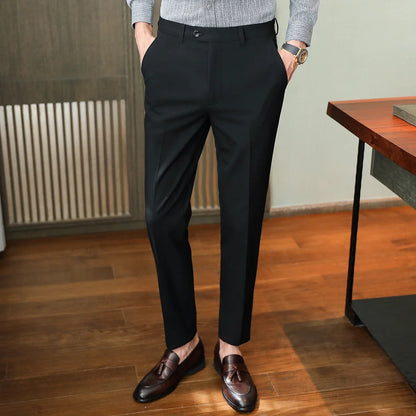 Plus size 40 38 Men Business Solid Suit Pant 2026 Spring Formal Slim Fit Wedding Trouser Mens Brand Fashion Casual Dress Pants
