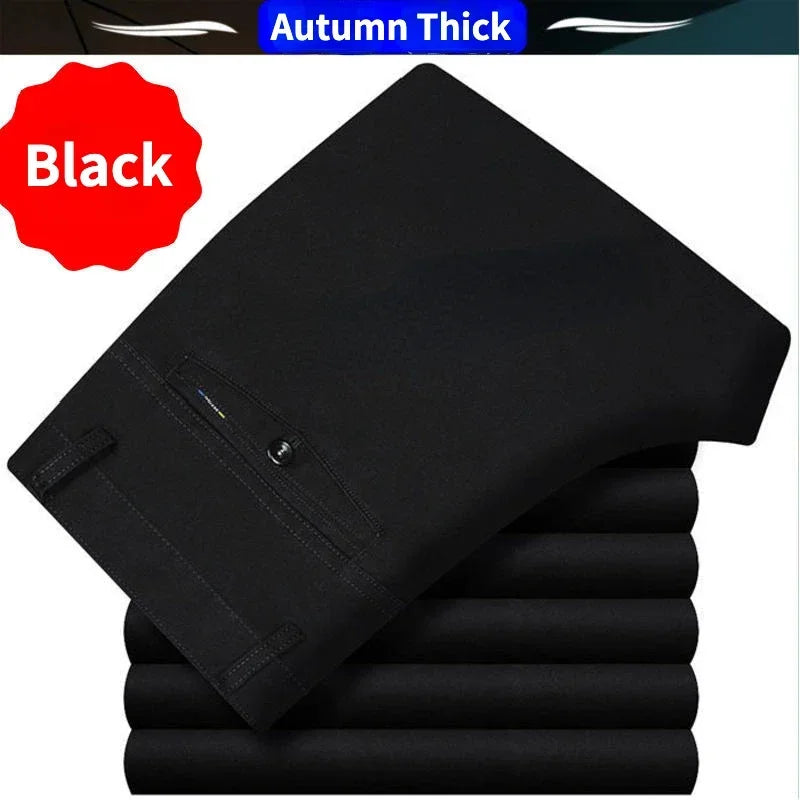 100% Cotton Summer Thin Suit Pants Mens Casual Autumn Thick Classic Business Fashion Stretch Trousers Male Brand Clothes KOACUS