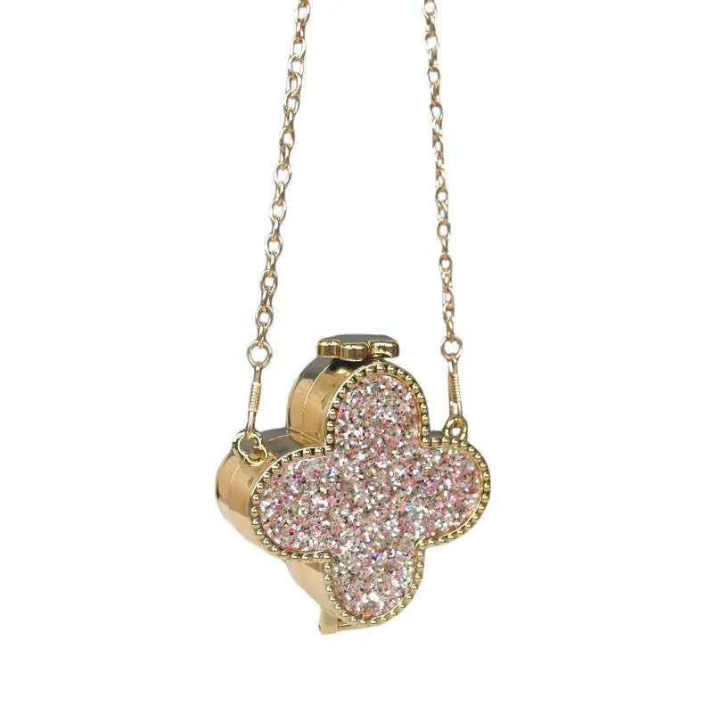 Mini Coin Purse Clover Luxury Fashion Shiny Rhinestone Evening Clutch Handbag for Women, New Sparkling Release