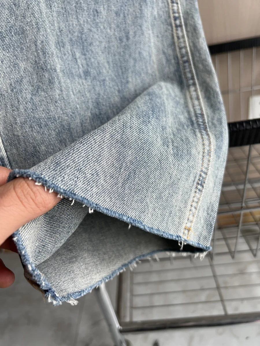 Wide-leg high-waisted jeans  women's classic everything with five pockets washed soft comfortable ultra-long jeans6045022