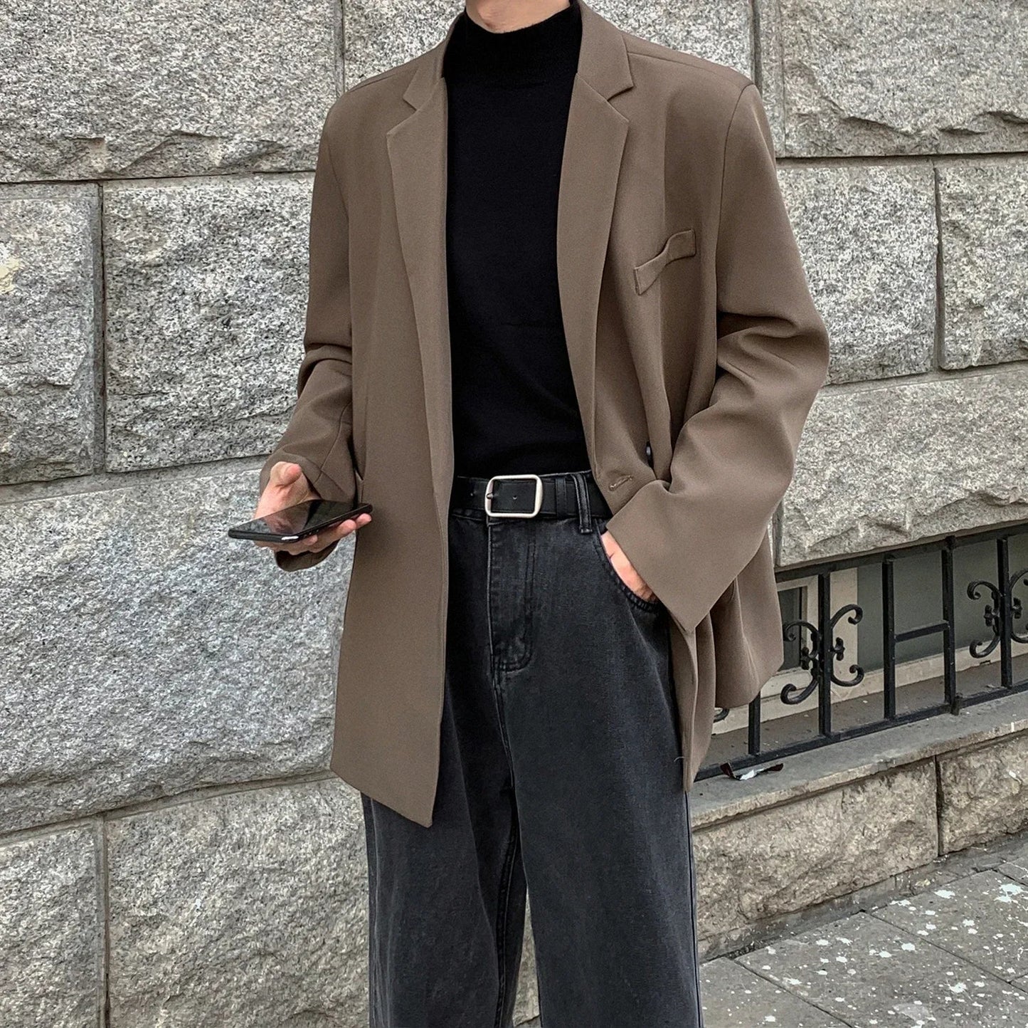 Spring Summer Men Formal Blazers Men Korean Fashion Loose Casual Dress Jacket Men Harajuku Social Suit Jacket Clothing