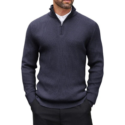 Autumn Men's Quarter Zip Pullover Dress Slim Sweater Mock Neck Sweaters Casual Long Sleeve Pullovers Outerwear Winter Warm Tops