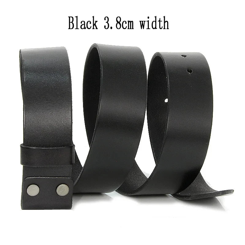 3.3cm and 3.8cm width Vintage No Buckle belt suit Smooth buckle belts men luxury Cowskin Soild Genuine leather without buckle
