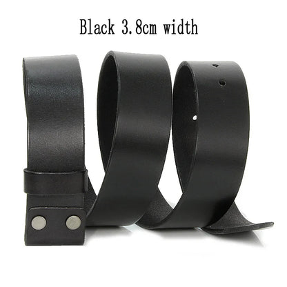 3.3cm and 3.8cm width Vintage No Buckle belt suit Smooth buckle belts men luxury Cowskin Soild Genuine leather without buckle