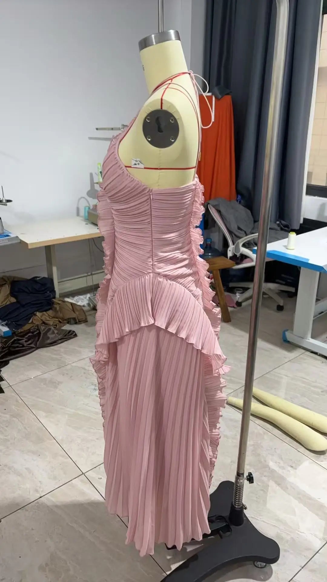 Gown Neck Strap Irregular Long Dress For Women Ruffle Sleeveless High Waist Backless Dresses 2025 New Summer Elegant Party Y2k