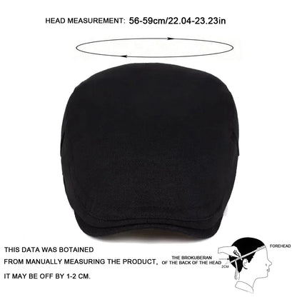 Men Solid Color Newsboy Caps British Painters Hats Spring Autumn Berets Adjustable Flat Cap