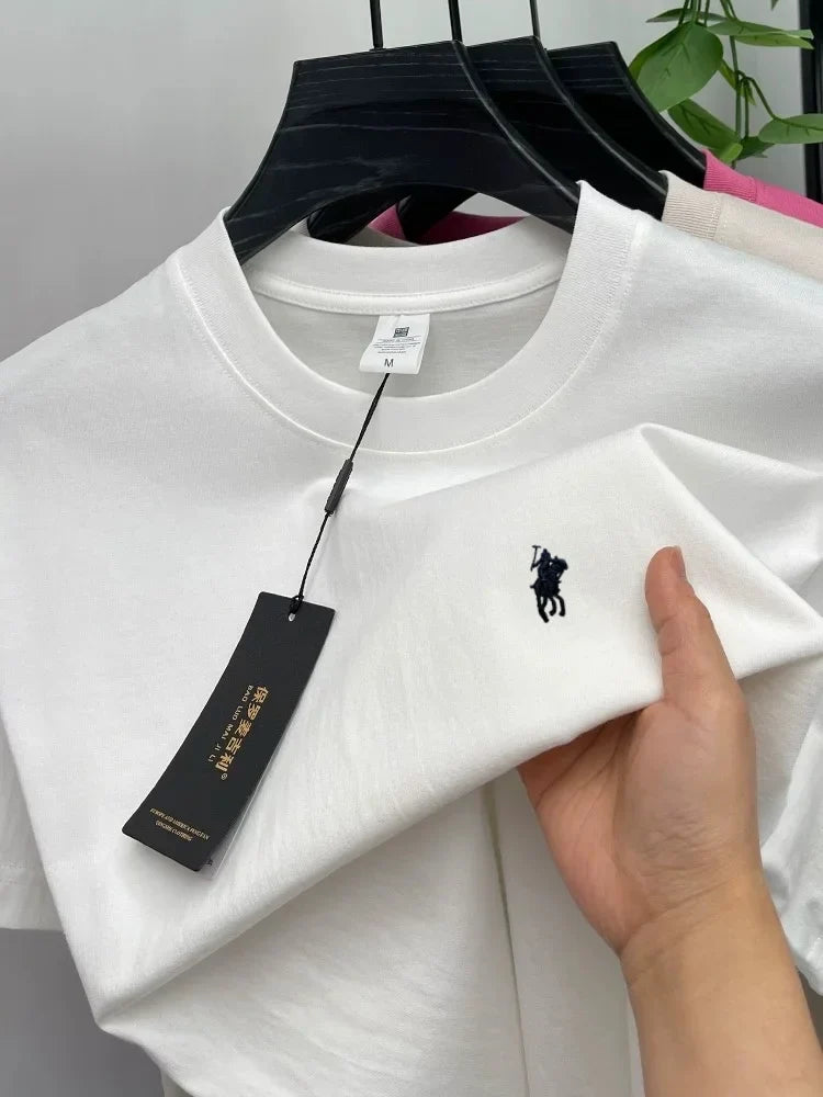 100% cotton high-end brand T-shirt short sleeve summer fashion classic pony embroidery round neck top luxury new Paul men's wear