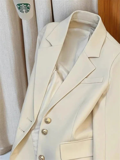 Mint Green Women Blazers 2025 Spring New Jackets Single Breasted Unique Cuff Design Notched Casual Suit Jacket Fashion Lady Coat