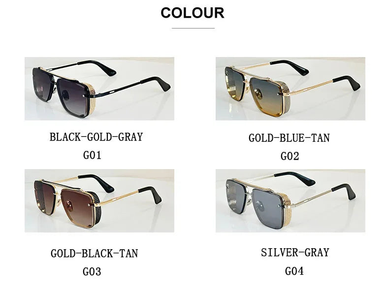 Metal Punk Sunglasses For Men Vintage Square Fashion Glasses 2024 Vacation Sunglasses Women Trendy Gafas De Sol Hombre Zonnebril