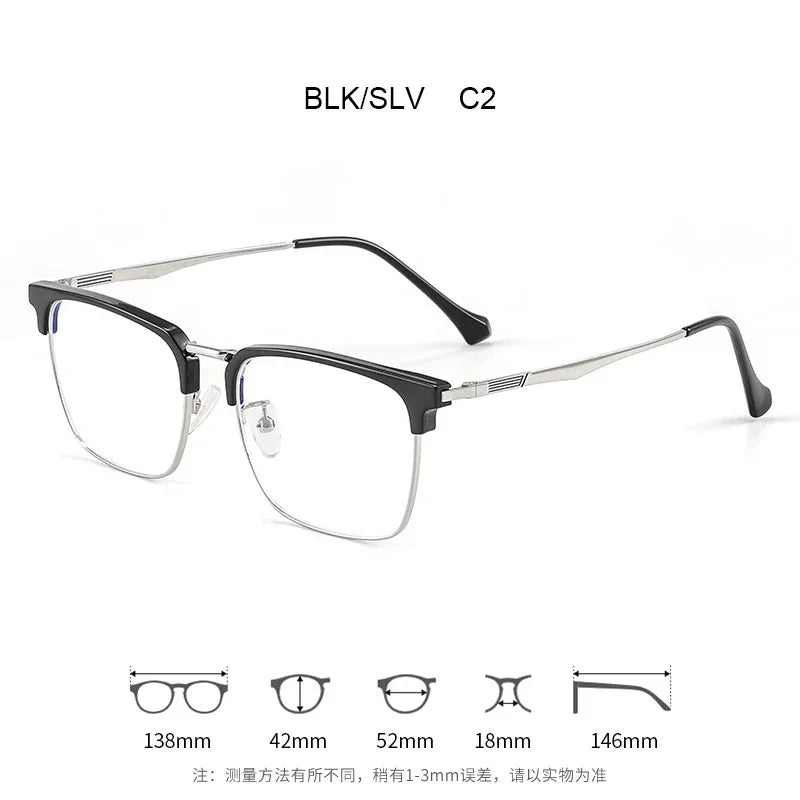 Men's Classic Business Eyeglasses Frames Anti-Blue Light Reading Glasses Myopia Hyperopia Customizable Prescription KE001