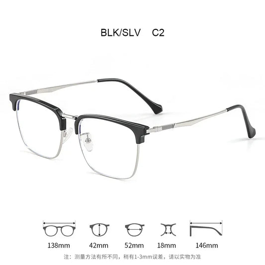 Men's Classic Business Eyeglasses Frames Anti-Blue Light Reading Glasses Myopia Hyperopia Customizable Prescription KE001