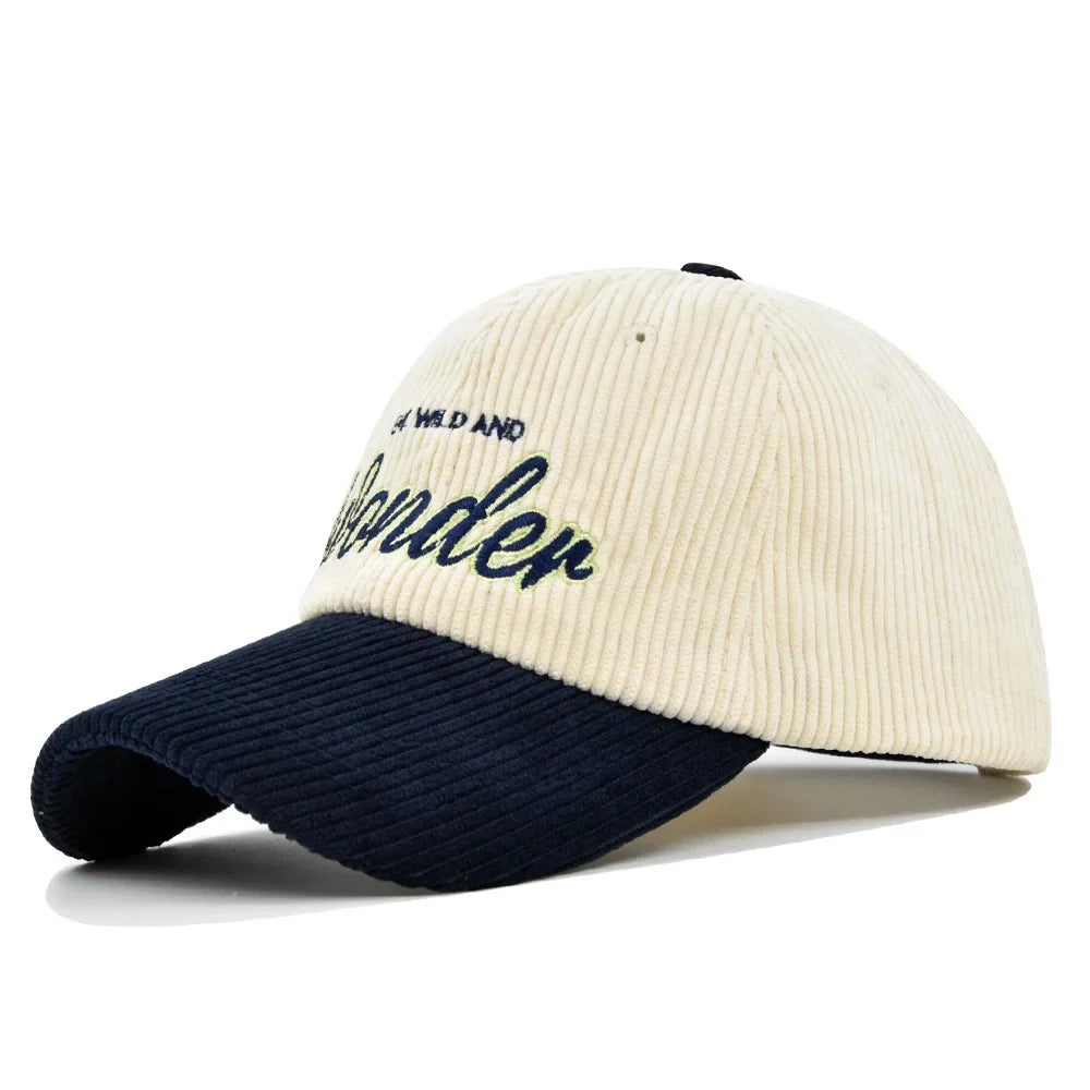Corduroy Embroidery Baseball Cap Korean Retro Adjustable Hat for Men Women Casual Outdoor Travel Breathable Fashion Sports Wear