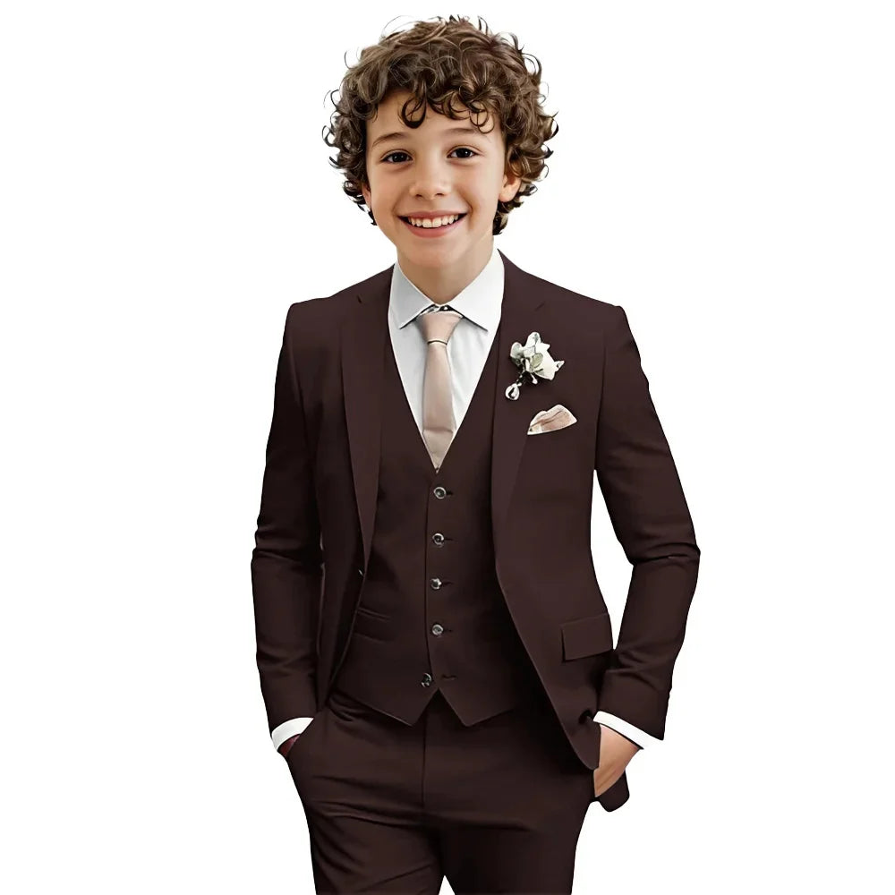 Multi-colors Boys Suit Set 3 Pieces Formal Outfit For Wedding Elegant Notched Lapel Kids Slim Fit Suits Party Tuxedo 2-20T