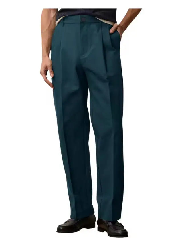 Men's Wide Leg Pants  Loose Fit Straight Leg Suit Trousers High Waist Pleated Business Office Formal Casual Men's Dress Pants