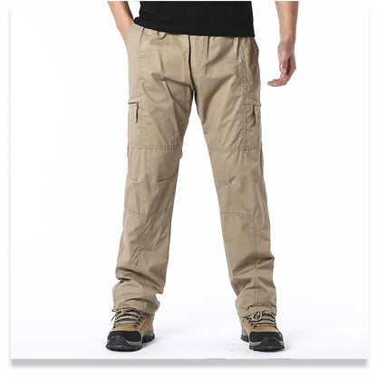 Summer Thin Cotton Overalls Men's Multi-Pocket Loose Large Size Work Pants Spring And Autumn Outdoor Sports Casual Pants
