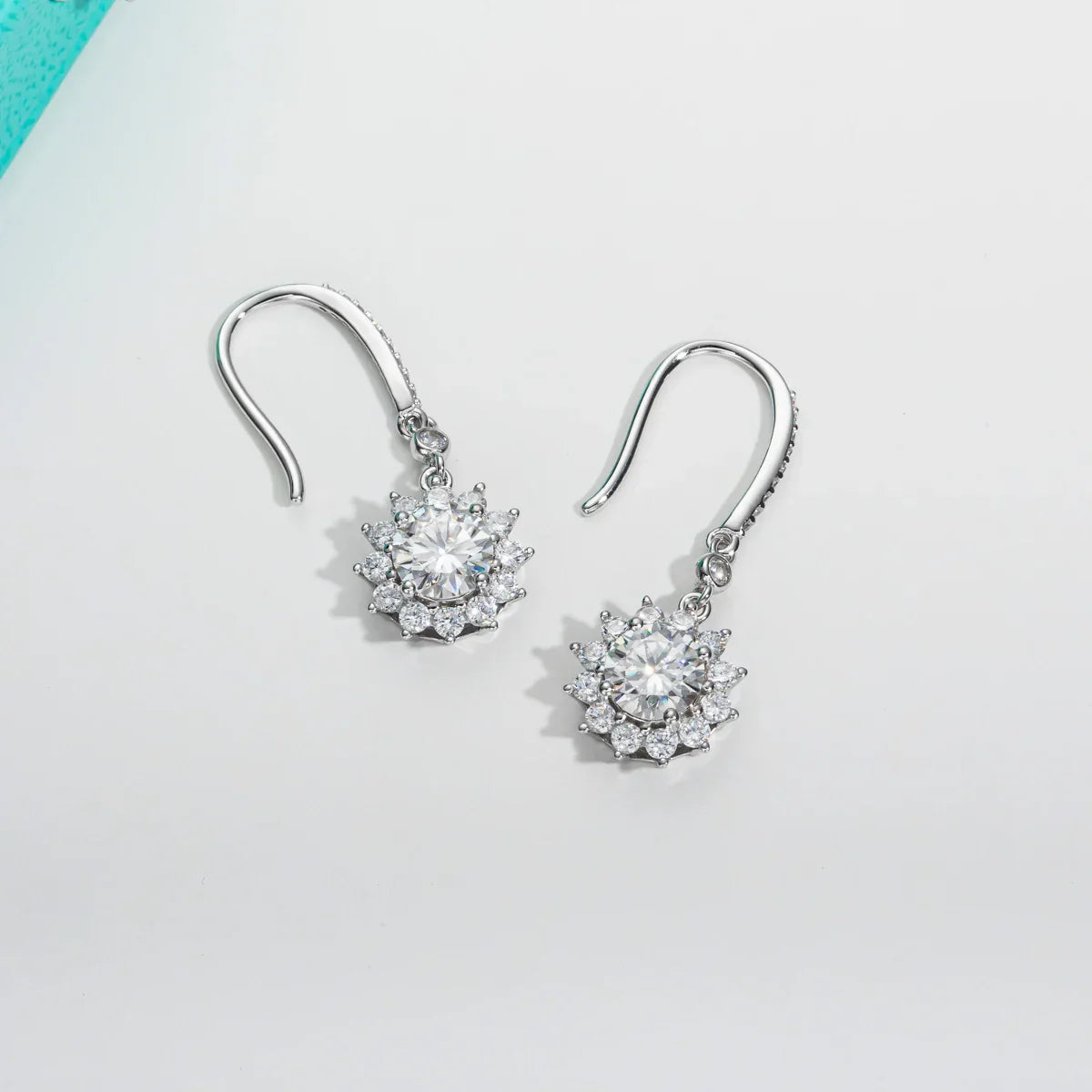 1 Carat Sunflower D Color Moissanite Drop Earrings 925 Sterling Silve Flower Hook Earrings for Woman Gifts Wholesale