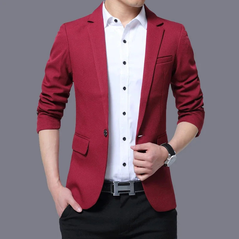 Spring Autumn Men Blazer Jacket Over Size One Button Slim Fit Party Wedding Suit Jacket Luxury Clothes Men