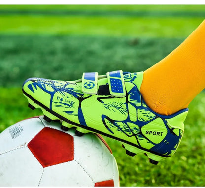 Kids Soccer Shoes Outdoor Non-Slip Football Sports Shoes Boy Training Shoes Child HOOK&LOOP Lightweight Children's Soccer Cleats