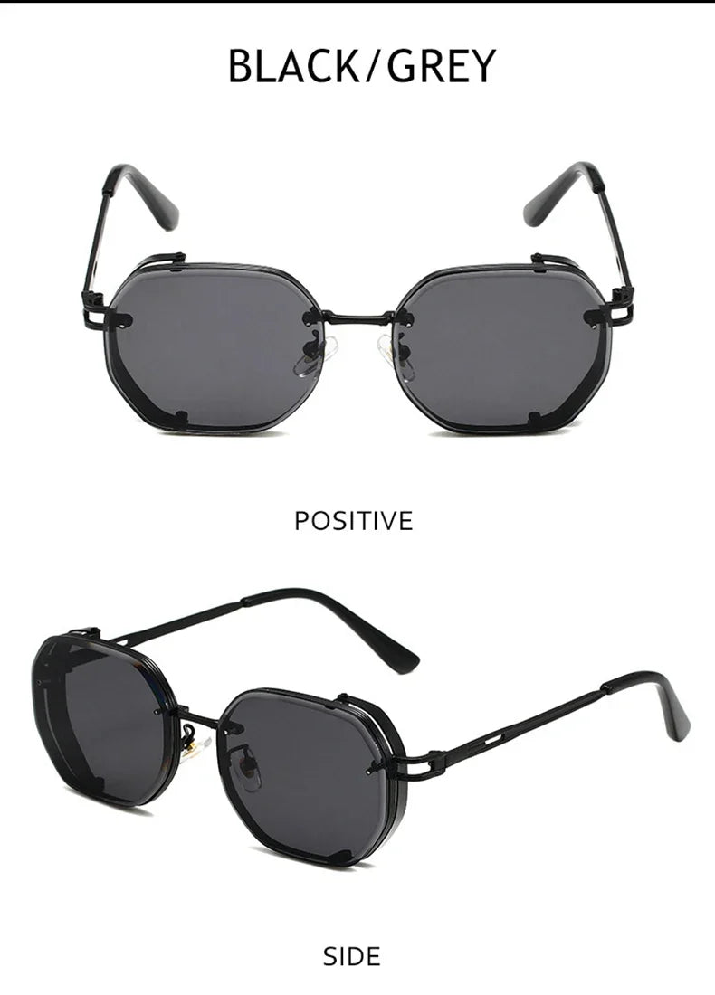 Square Punk Sunglasses For Men 2023 Luxury Steampunk Vintage Fashion Glasses Retro Shades Lunette De Soleil Homme Gafas De Sol