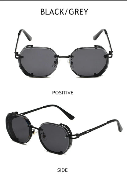 Square Punk Sunglasses For Men 2023 Luxury Steampunk Vintage Fashion Glasses Retro Shades Lunette De Soleil Homme Gafas De Sol