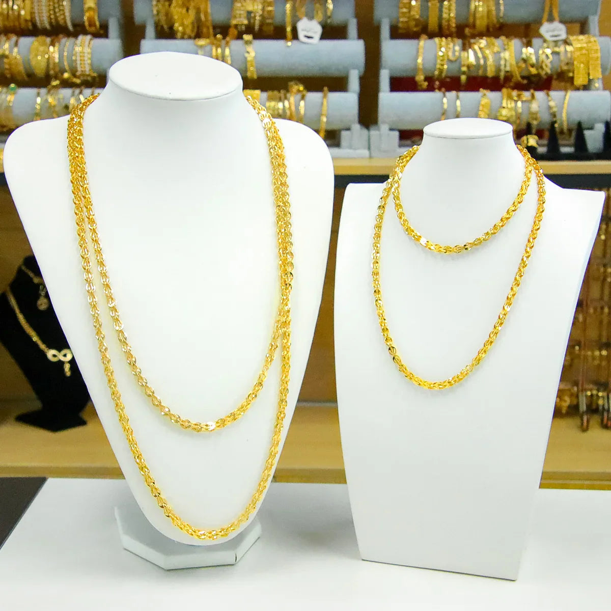 Luxury Arabic Long Necklace 21k Gold Plated 80cm 160cm Italian Vintage Chains Dubai Muslim Women Wedding Party Jewelry Gifts