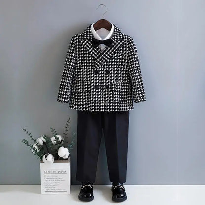 Children White Wedding Suit Kids DIY Jacket Pants Botwtie Photograph Suit Flower Boys Birthday Tuxedo Party Dress Dance Costume