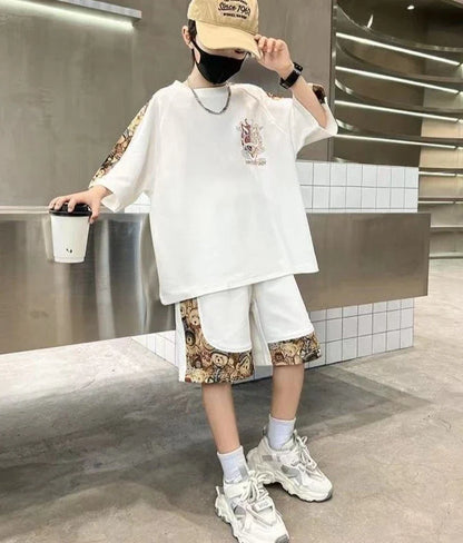 Plus Size Children's Clothing Boys From 4 T-shirts 7 12 Years Baby Summer Clothes Kids Boy Suit 2025 Top Outdoor Korean T-shirt