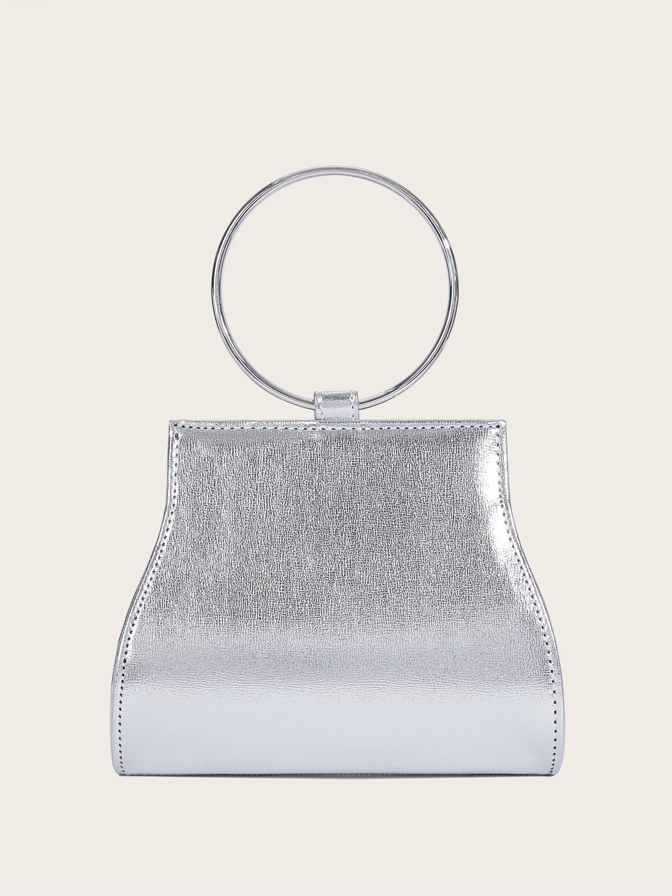Banquet Bag Wedding Fashion Handbag Silver Artificial Leather Handmade Diamond Chain Bag for Women