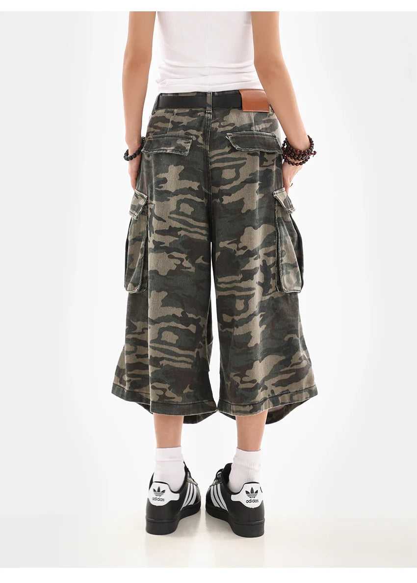 Summer Women Tomboy Camouflage Japanese Abi Jorts Jean Y2K 2000s Aesthetic Capri Pants Harajuku Denim High Street Goblin Core