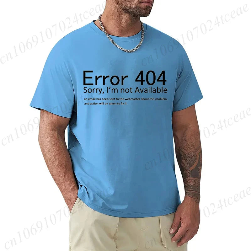 T Shirt for Men 404 Error Coding Geek Programmer Tee Tops Round Neck Short-Sleeve Fashion Tshirt Clothing Casual Basic T-shirts