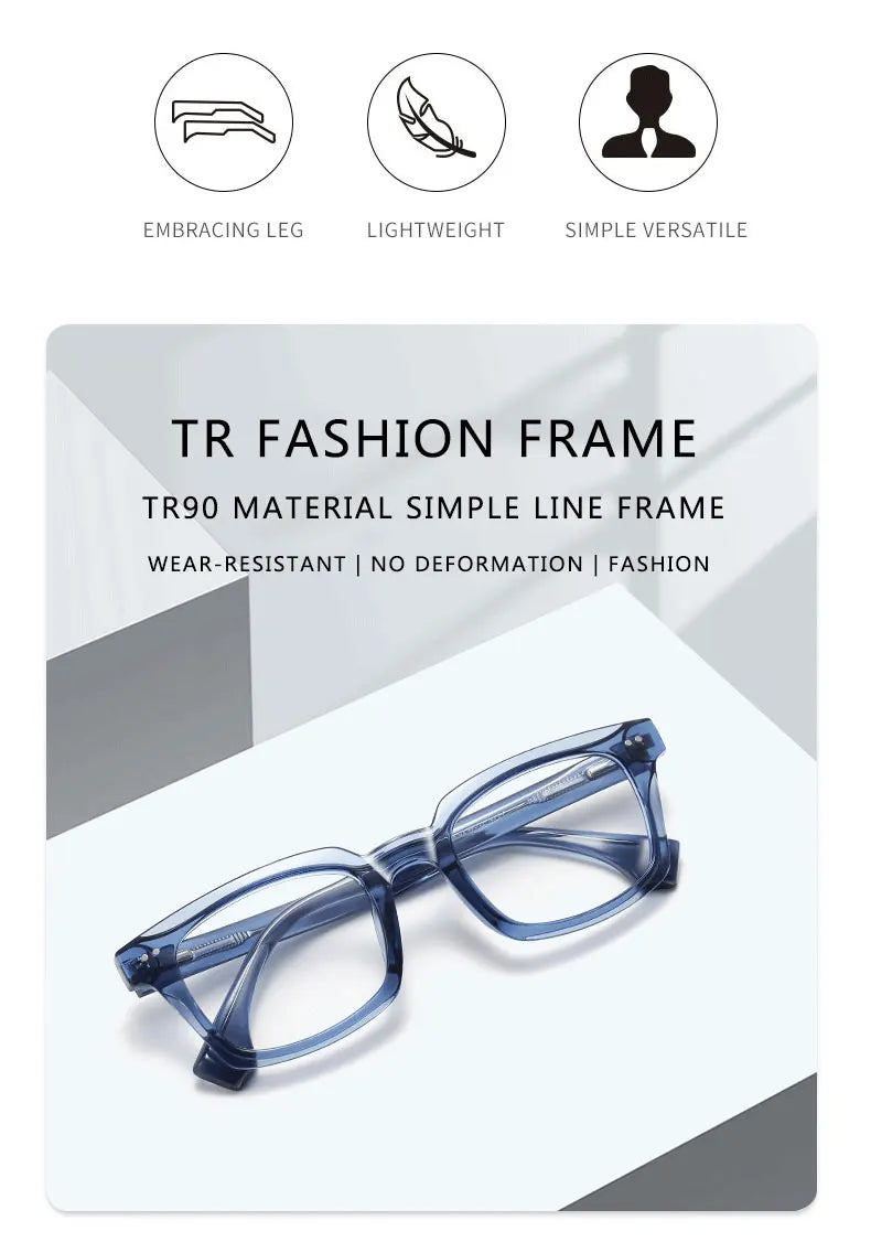 Personalized Fashion New Geometric Square Design Men's Anti-blue Light Reading Glasses Can Be Customized Prescription