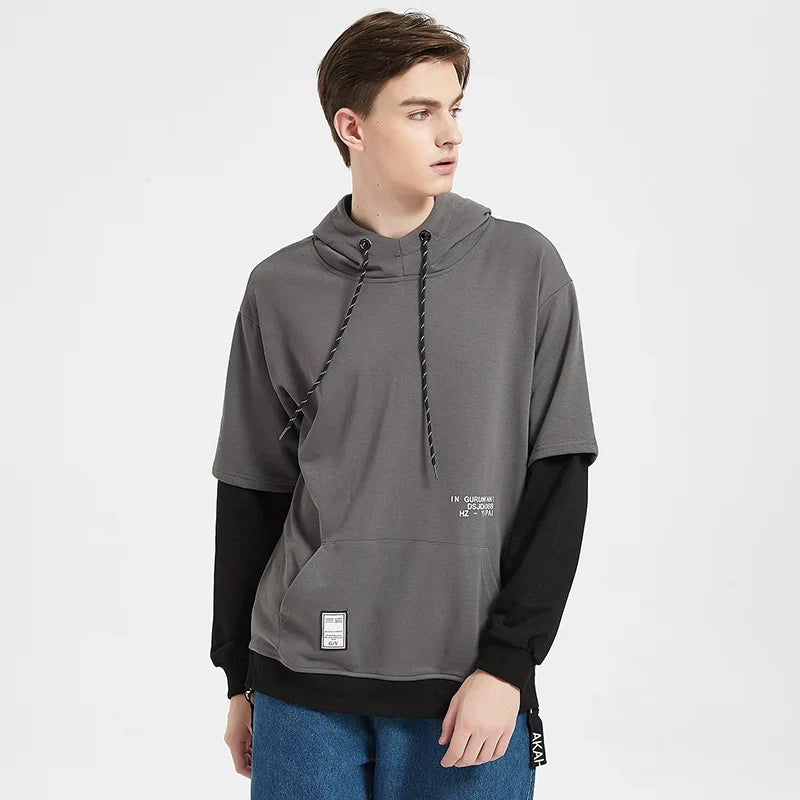 New Patchwork Hooded Sweatshirt Hip Hop Men Pullover Hoodies Streetwear Casual Fashion Clothes Colorblock Hoodie