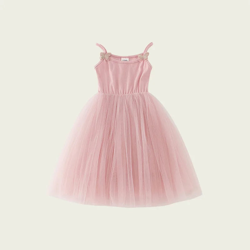 2026 Summer Baby Girls Kids Cute Tutu Sling Dress Sleeveless Tulle Birthday Party Vestido Ballet Princess Dress Children Clothes