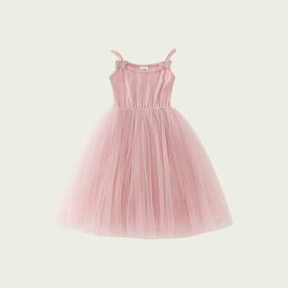 2026 Summer Baby Girls Kids Cute Tutu Sling Dress Sleeveless Tulle Birthday Party Vestido Ballet Princess Dress Children Clothes