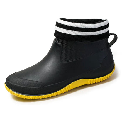 Men's Rain Boots Women's Ankle Water Shoes Non-slip Waterproof Safety Work Shoes Warm Cotton Platform outer wear Couple Lovers