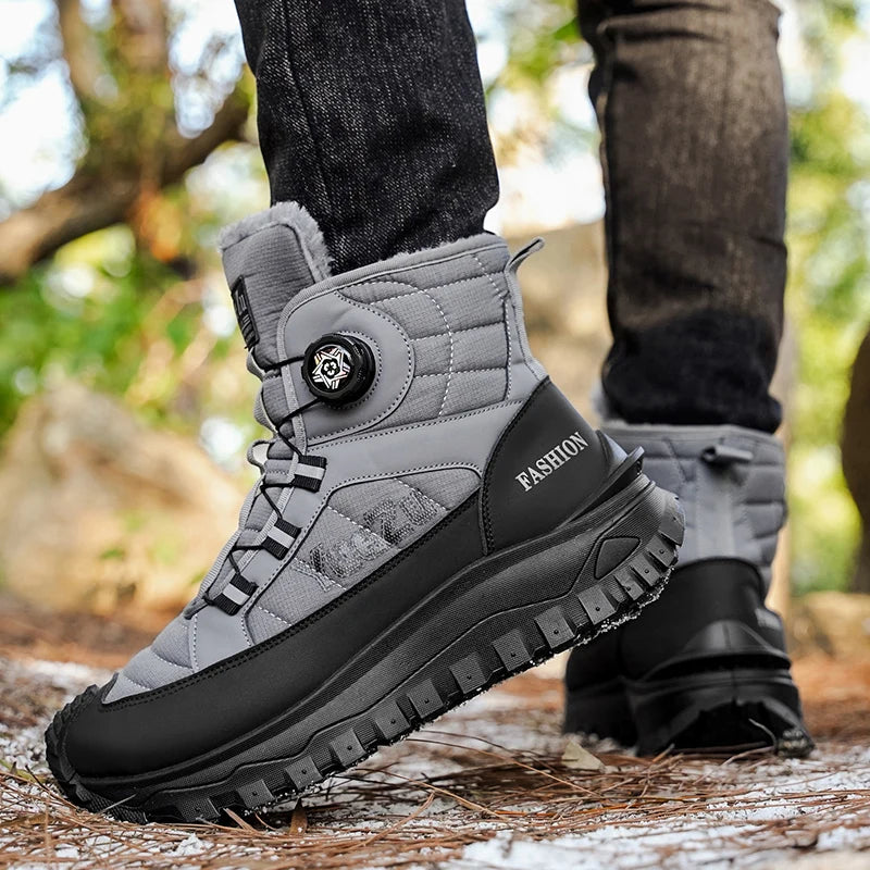 New Winter Oversized Men's Boots Waterproof Cold Resistant Plush and Warm Snow Boots Outdoor Thick Soled Casual Work Boots