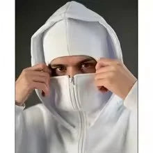 Men and women Balaclava Y2K Gothic Harajuku winter new item double hooded sweatshirt men's hooded mask zipper sportswear
