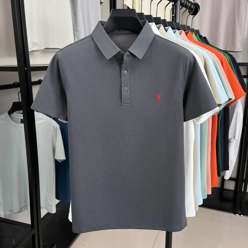 Luxury brand pony embroidery short sleeve polo shirt summer breathable solid color casual men T-shirt fashion high-end Paul top